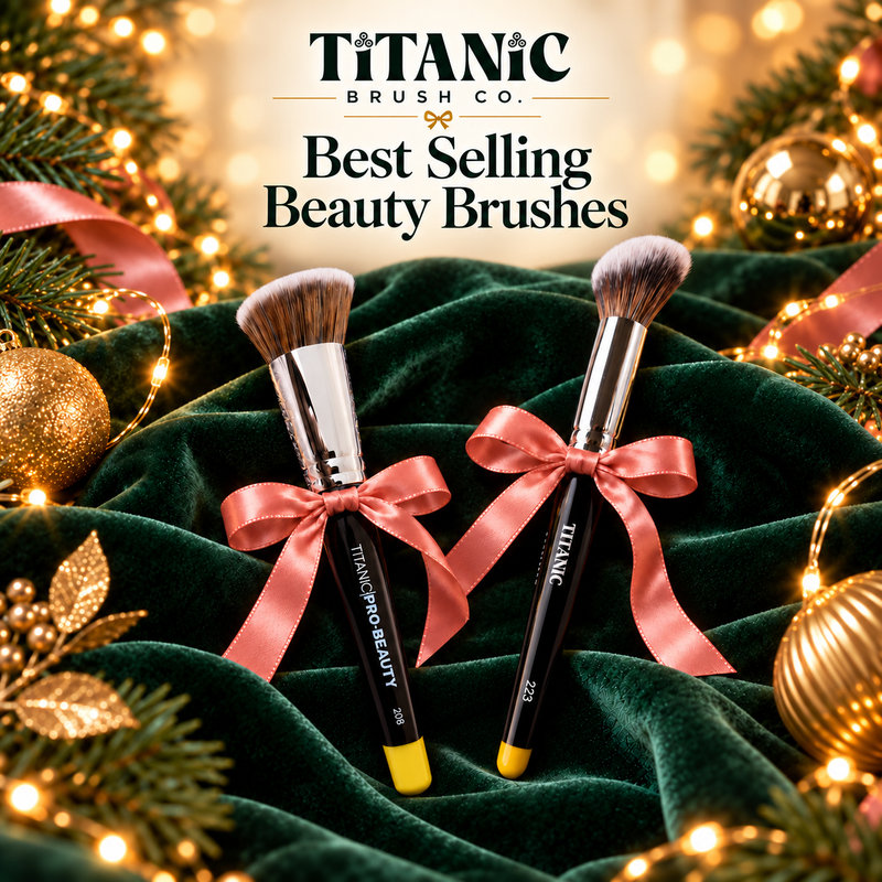 Titanic Brush bestselling beauty brushes with Christmas ribbon