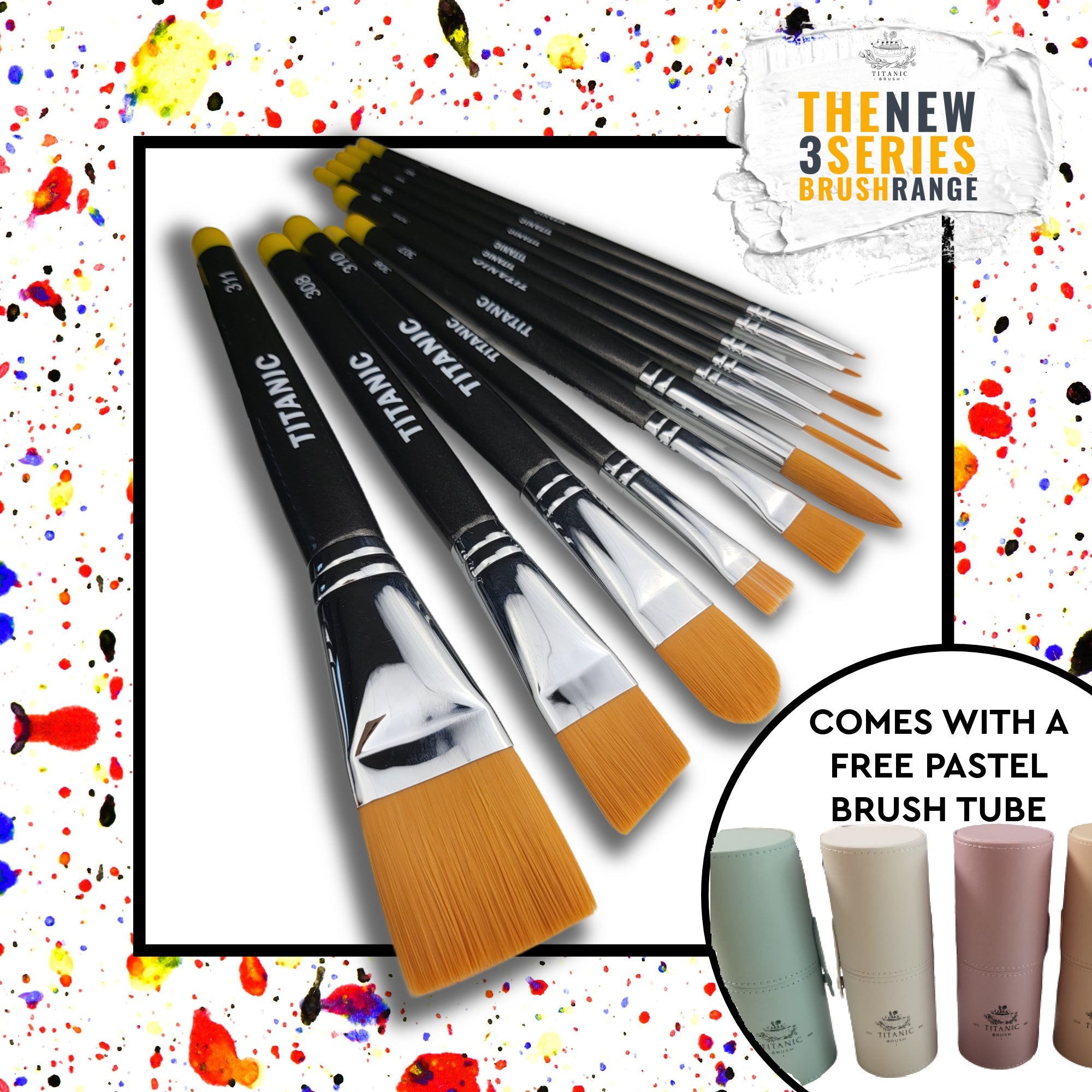 NEW 3-Series - Entire 11 Piece Brush Set (#301-#311) +free Brush Tube! (Save £43.50)